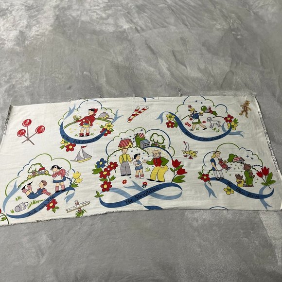 Vintage Waverly Storyteller Nursery Rhymes Cotton fabric Panel 36x 17 *READ* - Picture 1 of 16